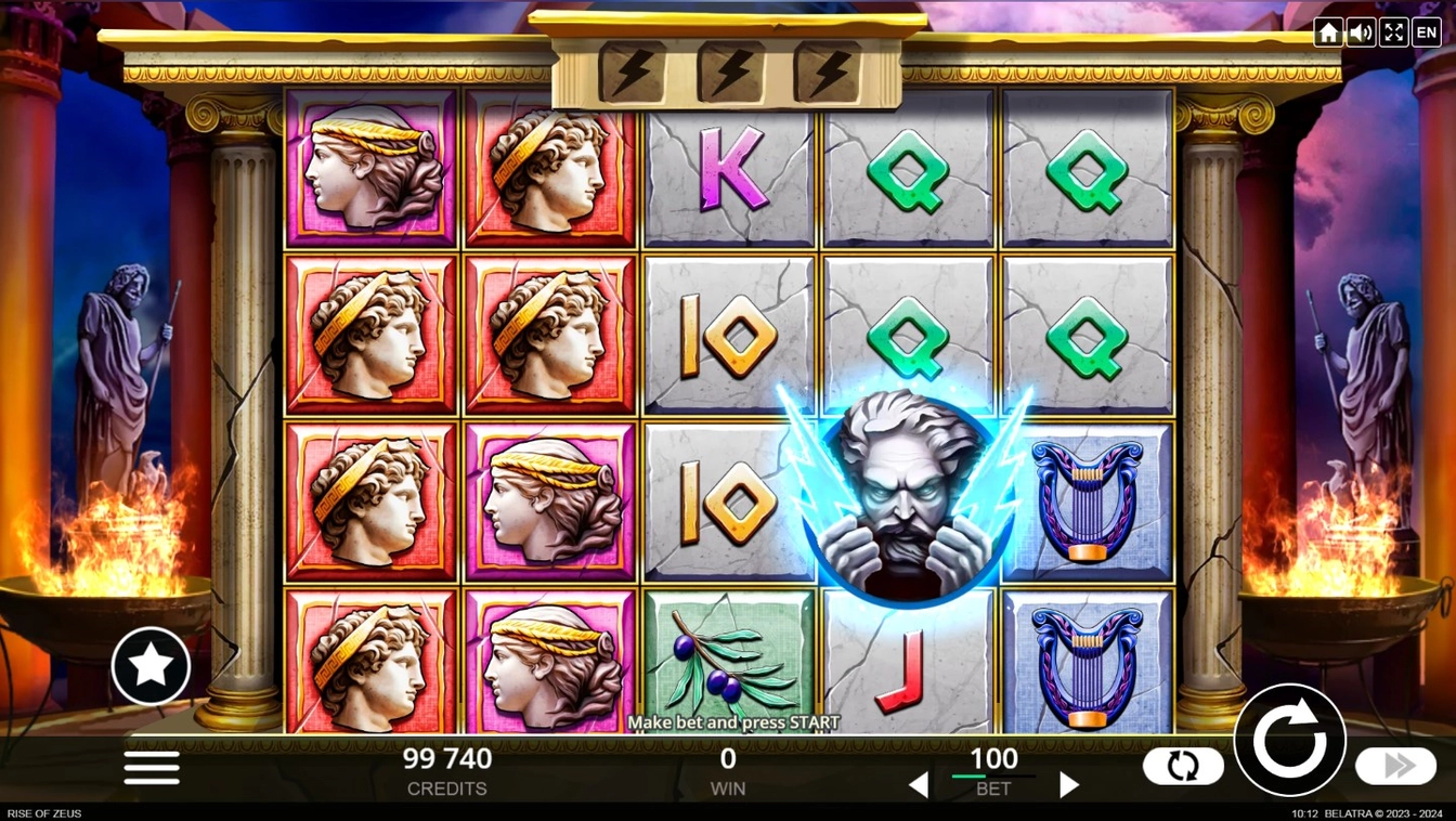 Rise of Zeus official Belatra gameplay image showing the game presentation