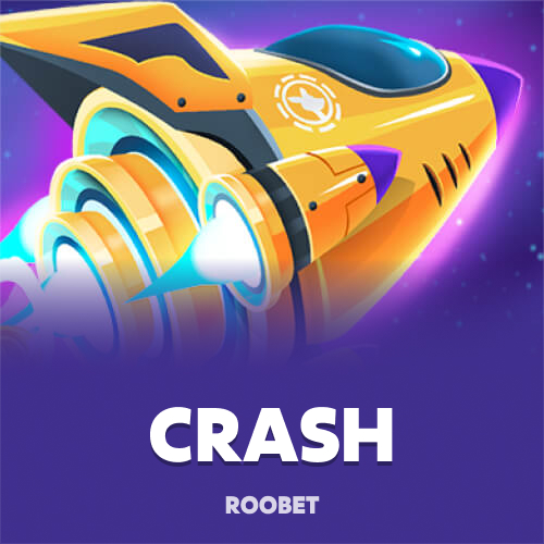 Roobet Crash game artwork showing a yellow rocket