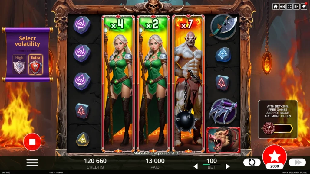 Slattors Battle - Orcs vs Elves official Belatra gameplay image showing the game presentation