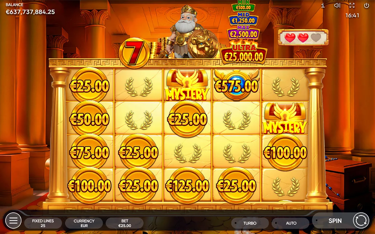 Sloteus Gold official Endorphina gameplay screen showing the reel layout
