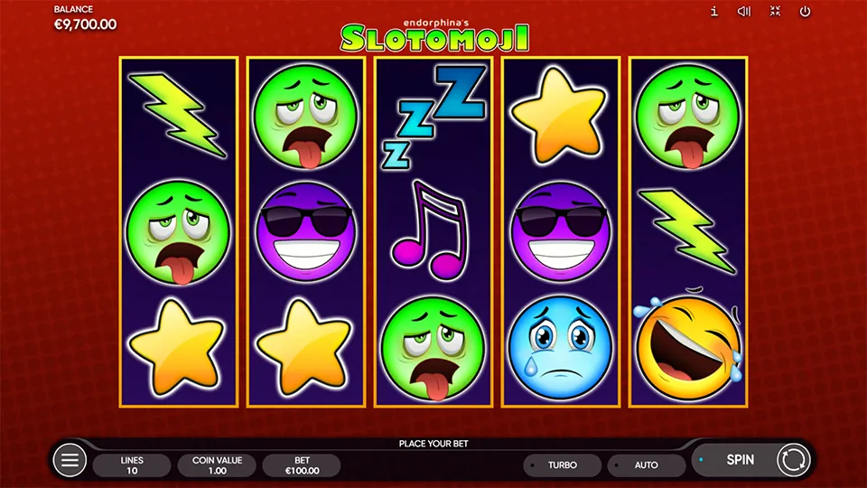 Slotomoji official Endorphina gameplay screen showing the reel layout
