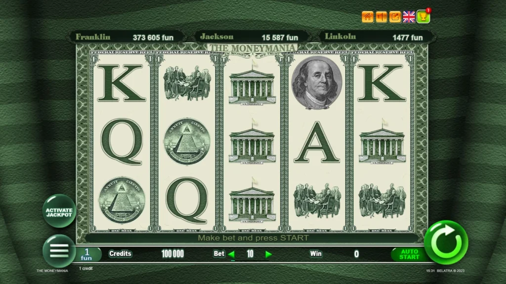 The Moneymania official Belatra gameplay image showing the game presentation