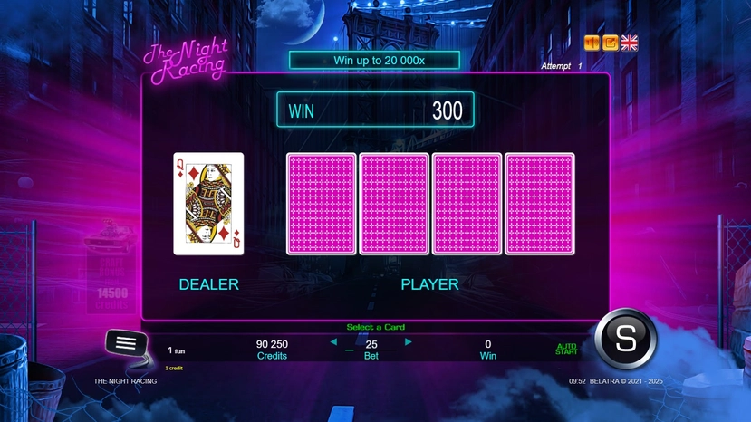 The Night Racing official Belatra gameplay image showing the game presentation