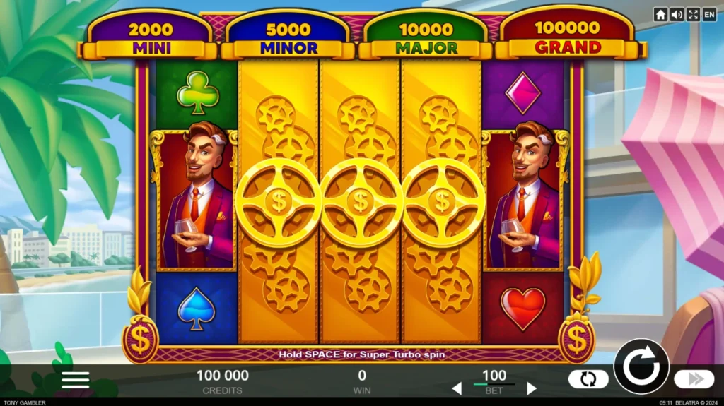 Tony Gambler official Belatra gameplay image showing the game presentation
