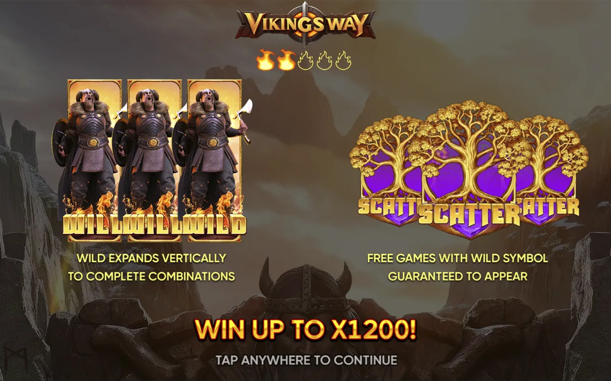 Vikings Way official Endorphina gameplay screen showing the reel layout