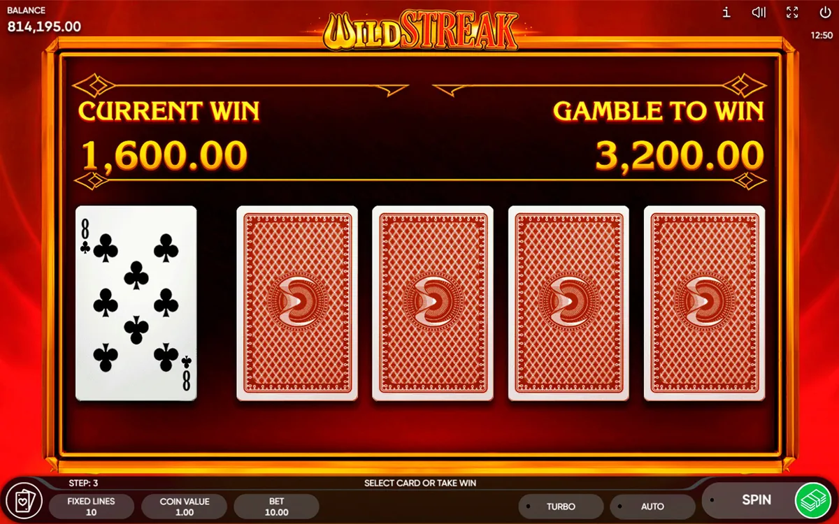 Wild Streak official Endorphina gameplay screen showing the reel layout
