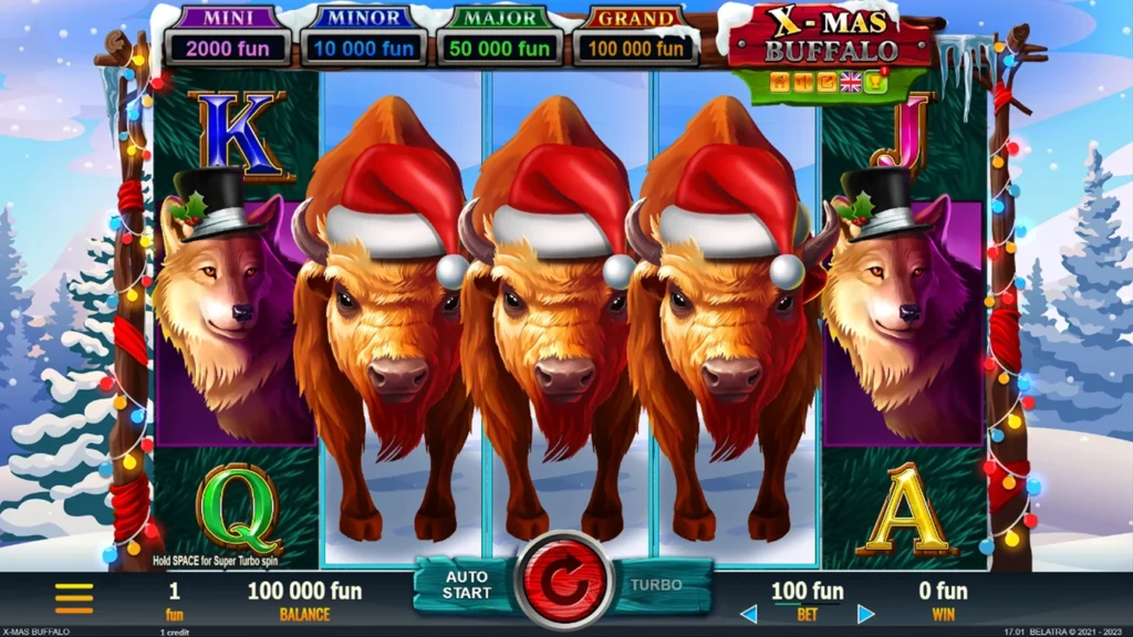 X-Mas Buffalo official Belatra gameplay image showing the game presentation